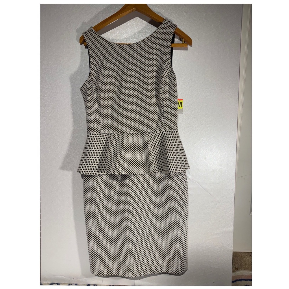Banana Republic Peplum Sheath Dress Honeycomb Print Jacquard Sleeveless Size 10